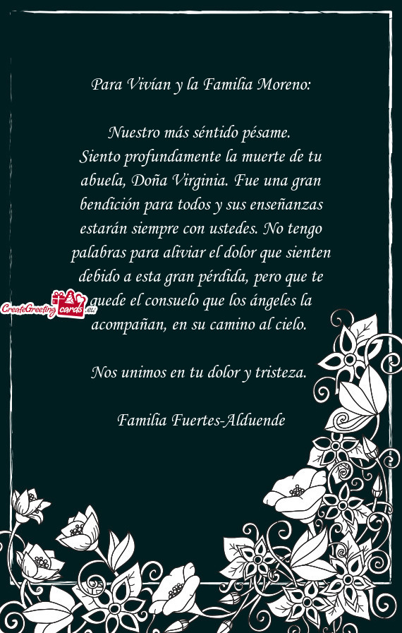 Para Vivían y la Familia Moreno
