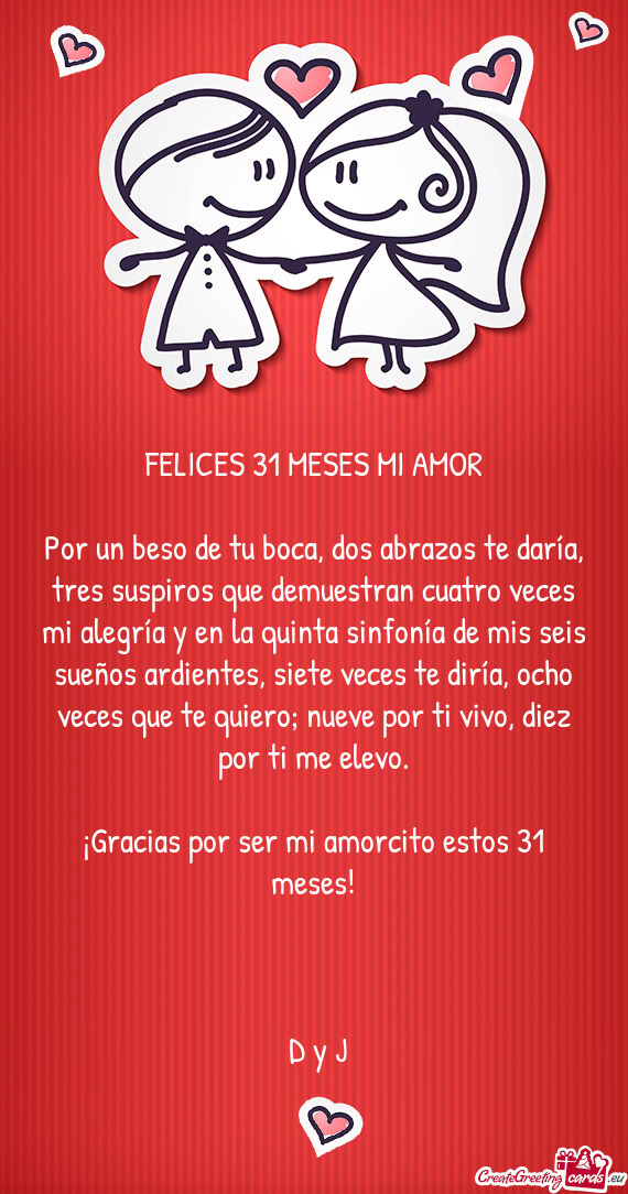 Por un beso de tu boca, dos abrazos te daría, tres suspiros que demuestran cuatro veces mi alegría