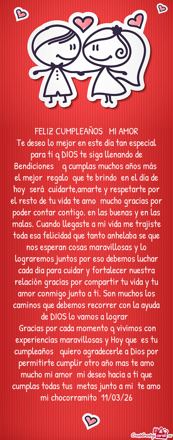 Q cumplas muchos años más el mejor regalo🎁 que te brindo en el día de hoy será 👫cuidar