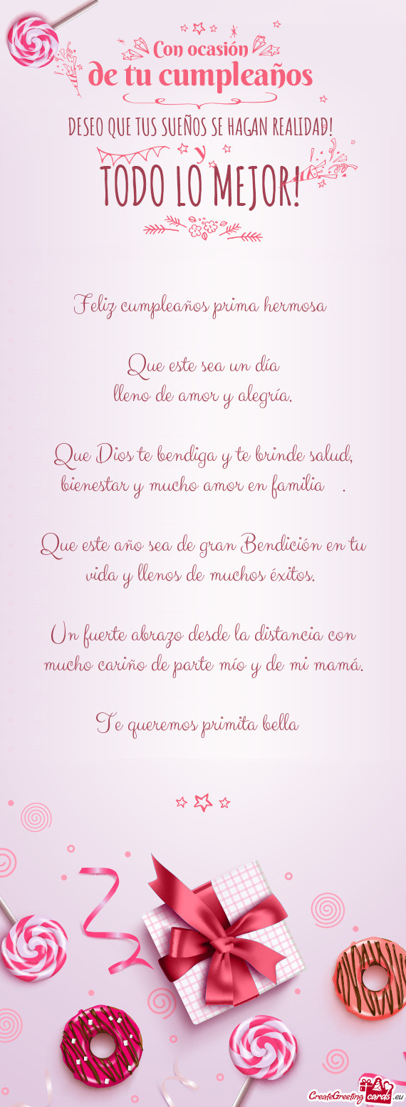 Que Dios te bendiga y te brinde salud, bienestar y mucho amor en familia ☺️