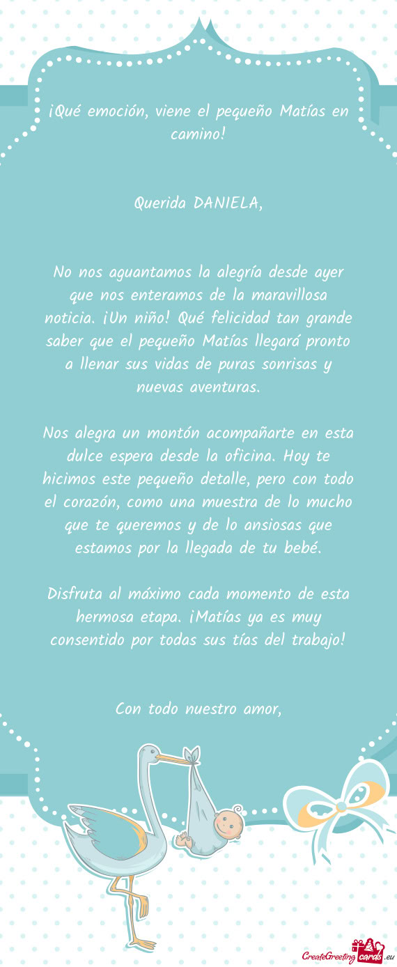 ¡Qué emoción, viene el pequeño Matías en camino
