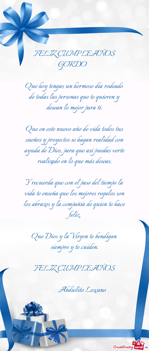 Que hoy tengas un hermoso dia rodeado de todas las personas que te quieren y desean lo mejor para ti