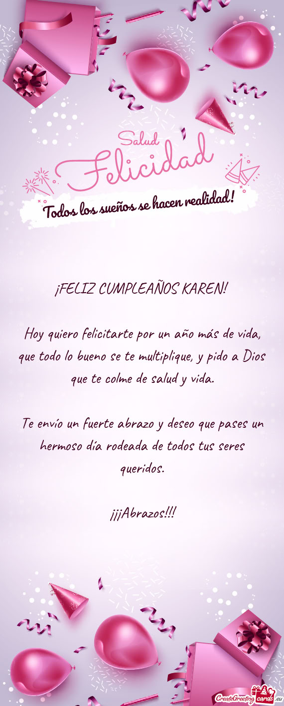 Que te colme de salud y vida