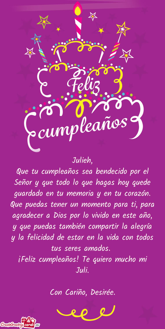 Que tu cumpleaños sea bendecido por el Señor y que todo lo que hagas hoy quede guardado en tu memo