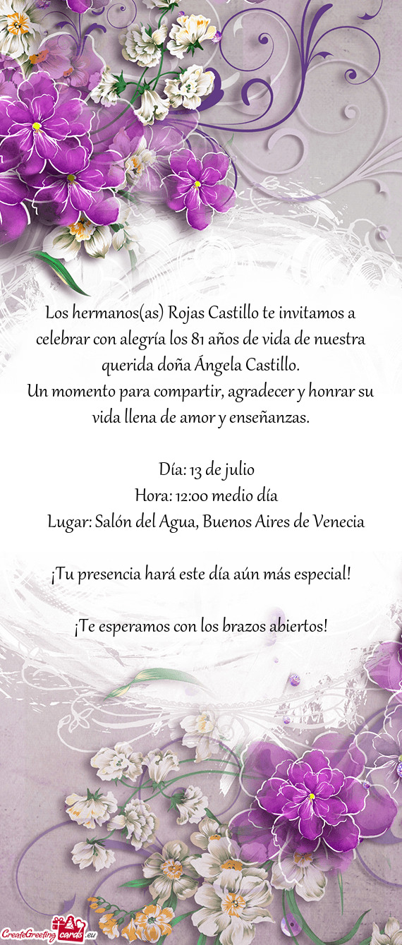 Querida doña Ángela Castillo