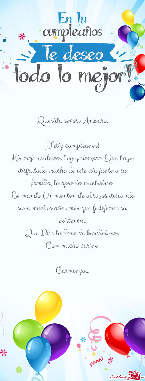 Querida señora Amparo