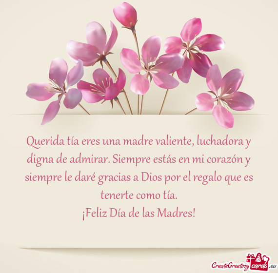 Querida tía eres una madre valiente, luchadora y digna de admirar. Siempre estás en mi corazón y