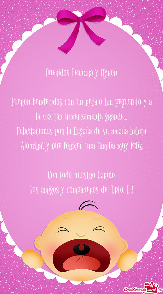 Queridos Leandra y Byron