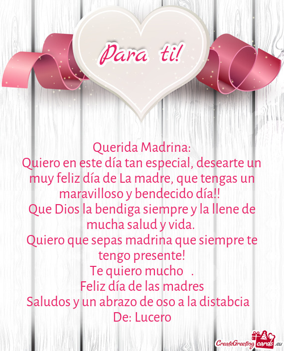 Quiero en este día tan especial, desearte un muy feliz día de La madre, que tengas un maravilloso