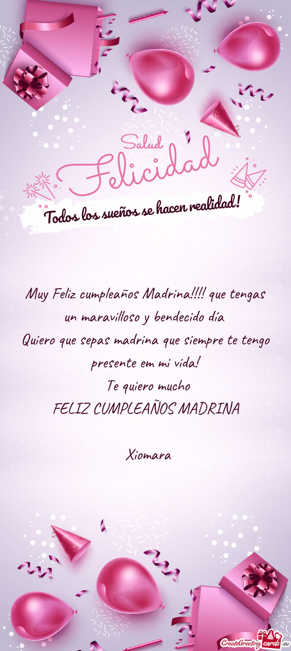 Quiero que sepas madrina que siempre te tengo presente em mi vida