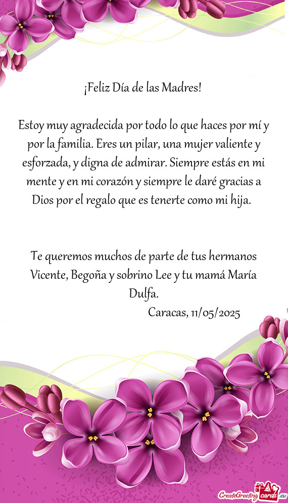 Racias a Dios por el regalo que es tenerte como mi hija