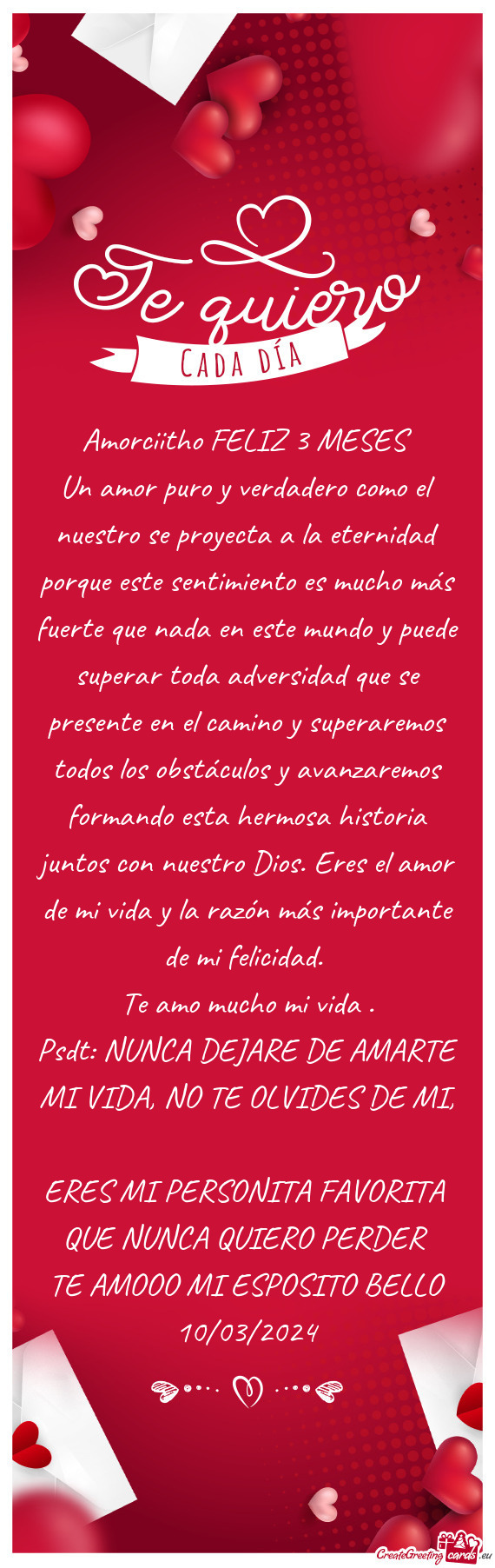 S. Eres el amor de mi vida y la razón más importante de mi felicidad