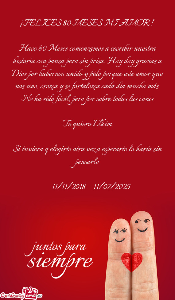 S por habernos unido y pido porque este amor que nos une, crezca y se fortalezca cada día mucho má