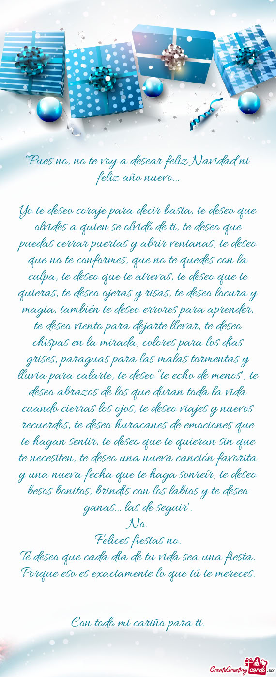 Seo “te echo de menos”, te deseo abrazos de los que duran toda la vida cuando cierras los ojos