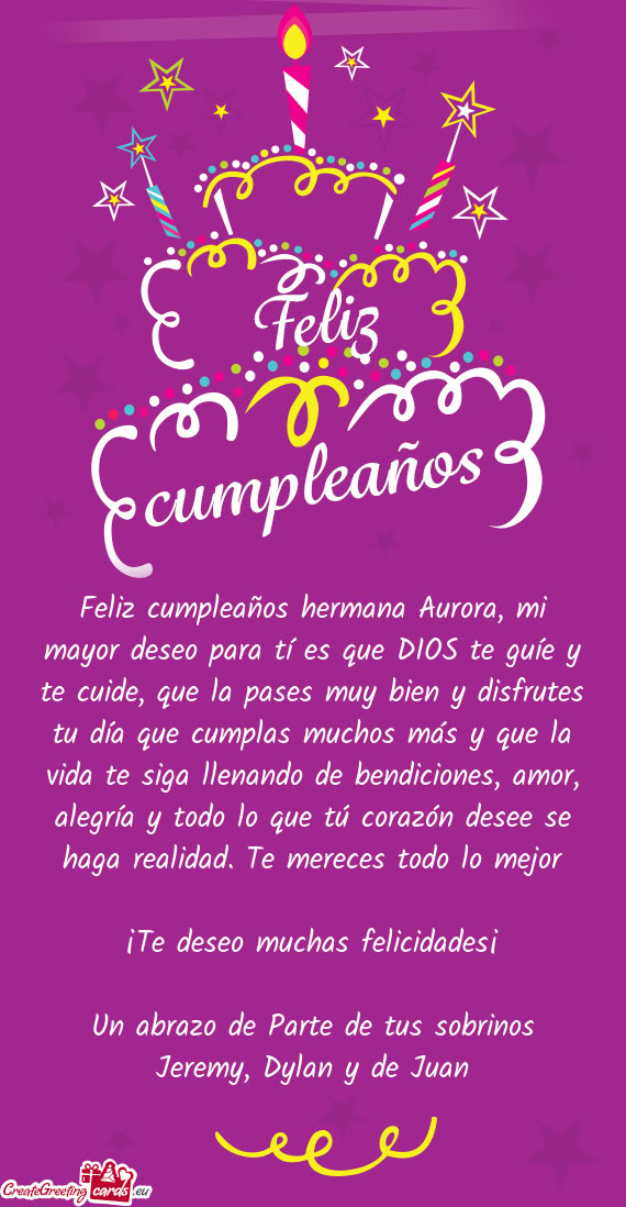 Ses muy bien y disfrutes tu día que cumplas muchos más y que la vida te siga llenando de bendicion