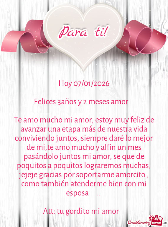 Siempre daré lo mejor de mi,te amo mucho y alfin un mes pasándolo juntos mi amor, se que de poquit