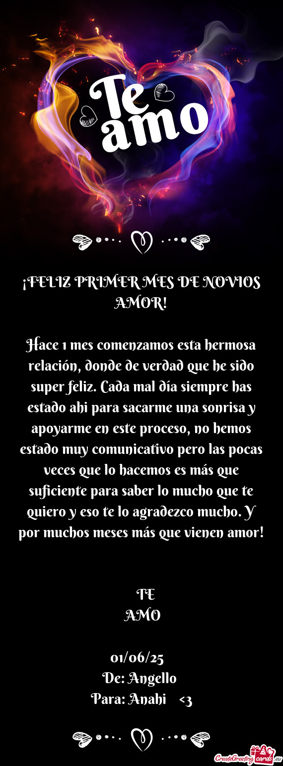 Siempre has estado ahi para sacarme una sonrisa y apoyarme en este proceso, no hemos estado muy com