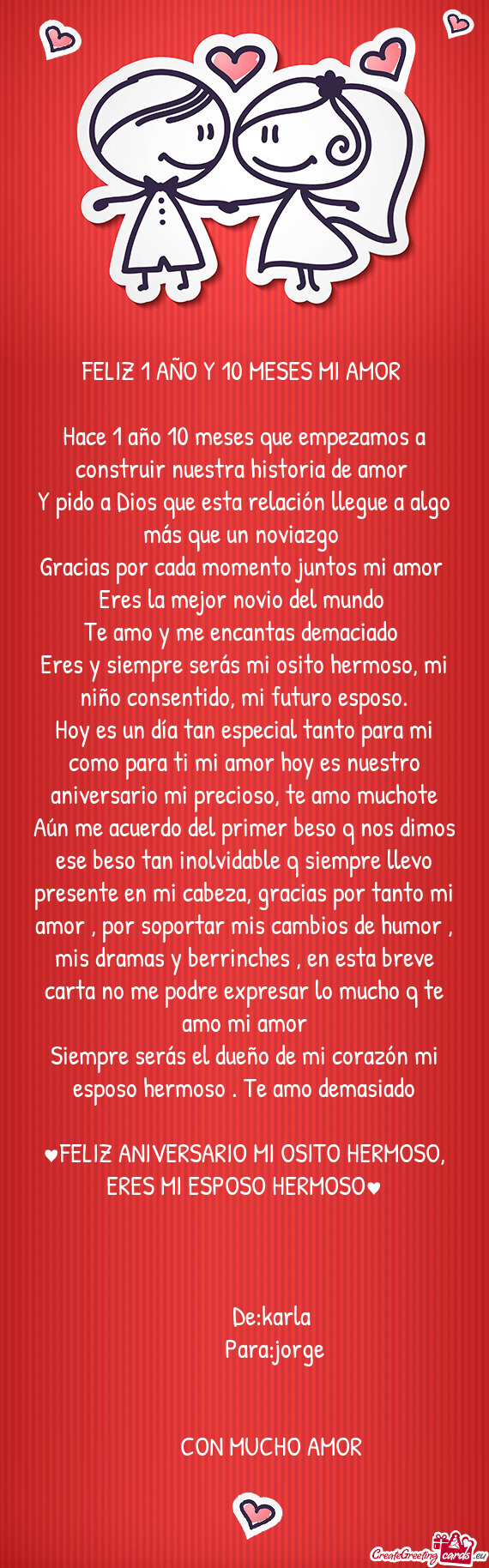 Siempre serás el dueño de mi corazón mi esposo hermoso . Te amo demasiado