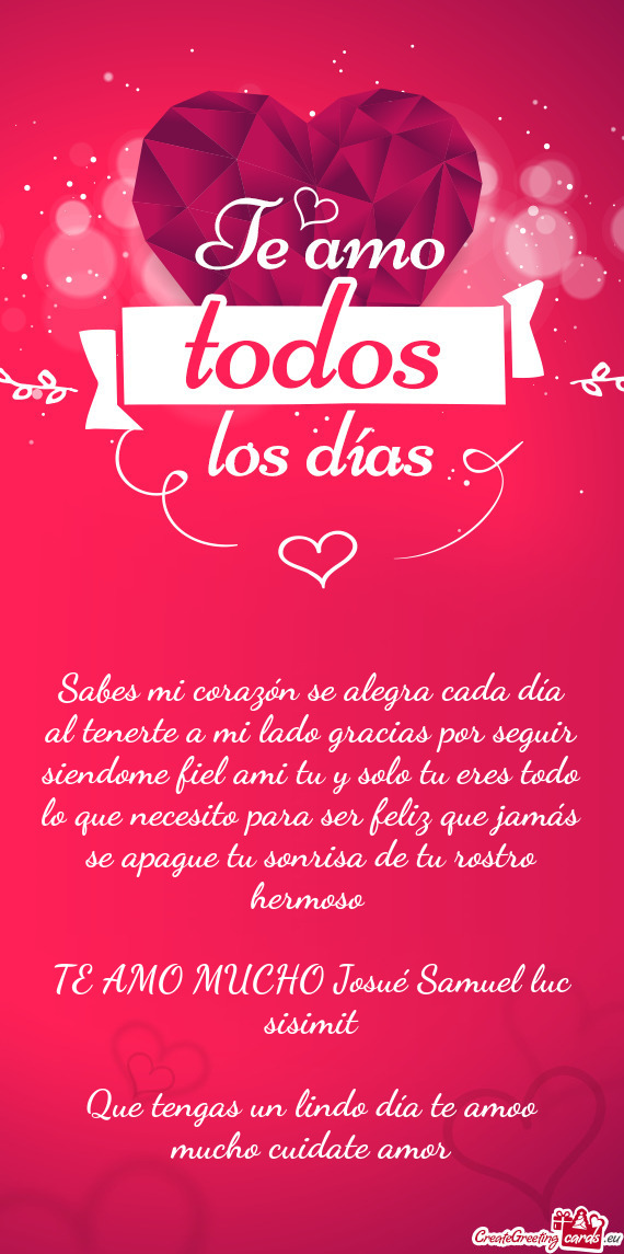 Solo tu eres todo lo que necesito para ser feliz que jamás se apague tu sonrisa de tu rostro hermo