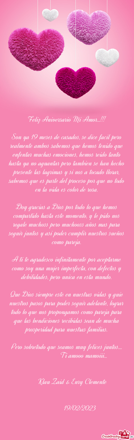 Son ya 19 meses de casados, se dice facil pero realmente ambos sabemos que hemos tenido que enfentar