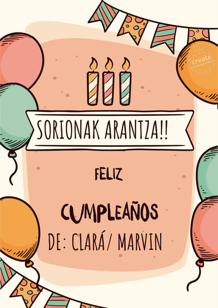 SORIONAK ARANTZA!!😘 DE: CLARÁ/ MARVIN
