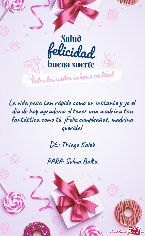 Tástica como tú. ¡Feliz cumpleaños, madrina querida