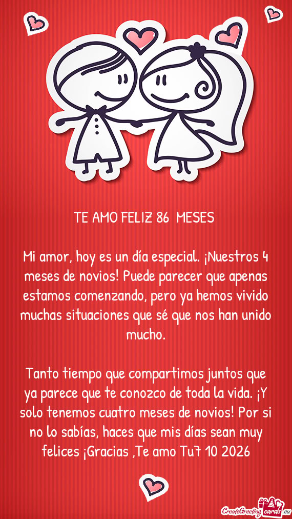 TE AMO FELIZ 86 MESES