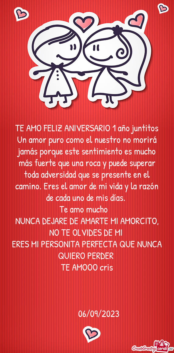 TE AMO FELIZ ANIVERSARIO 1 año juntitos