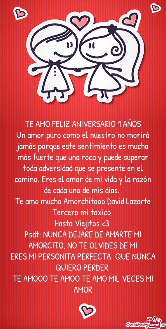 TE AMO FELIZ ANIVERSARIO 1 AÑOS