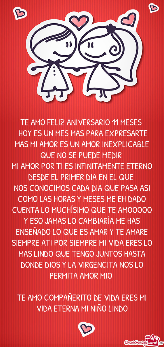 TE AMO FELIZ ANIVERSARIO 11 MESES