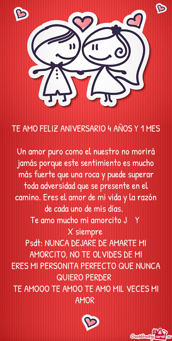 TE AMO FELIZ ANIVERSARIO 4 AÑOS Y 1 MES 💙🥹