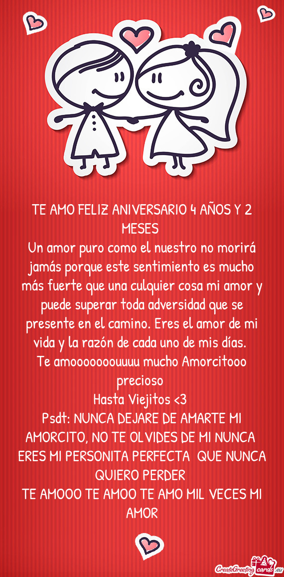 TE AMO FELIZ ANIVERSARIO 4 AÑOS Y 2 MESES