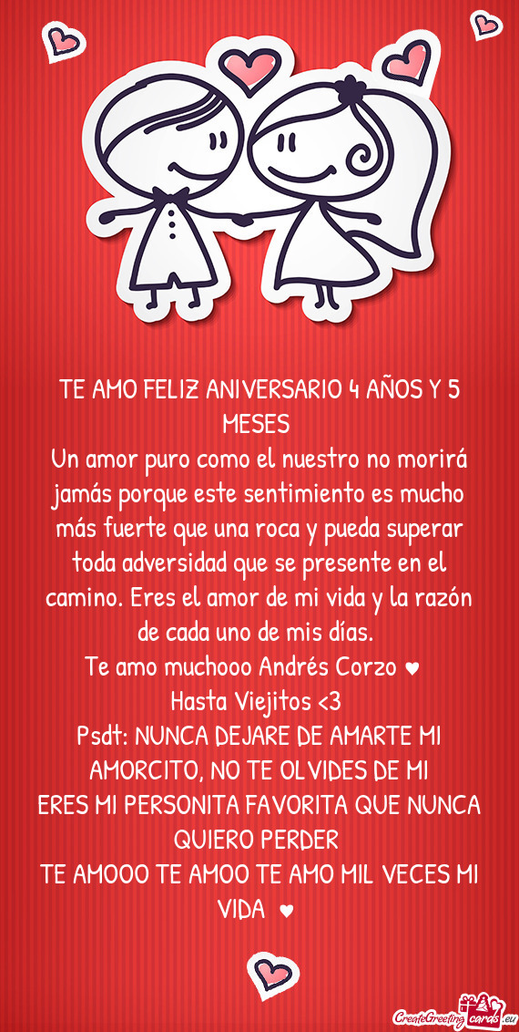 TE AMO FELIZ ANIVERSARIO 4 AÑOS Y 5 MESES