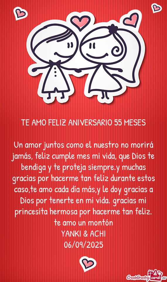 TE AMO FELIZ ANIVERSARIO 55 MESES
