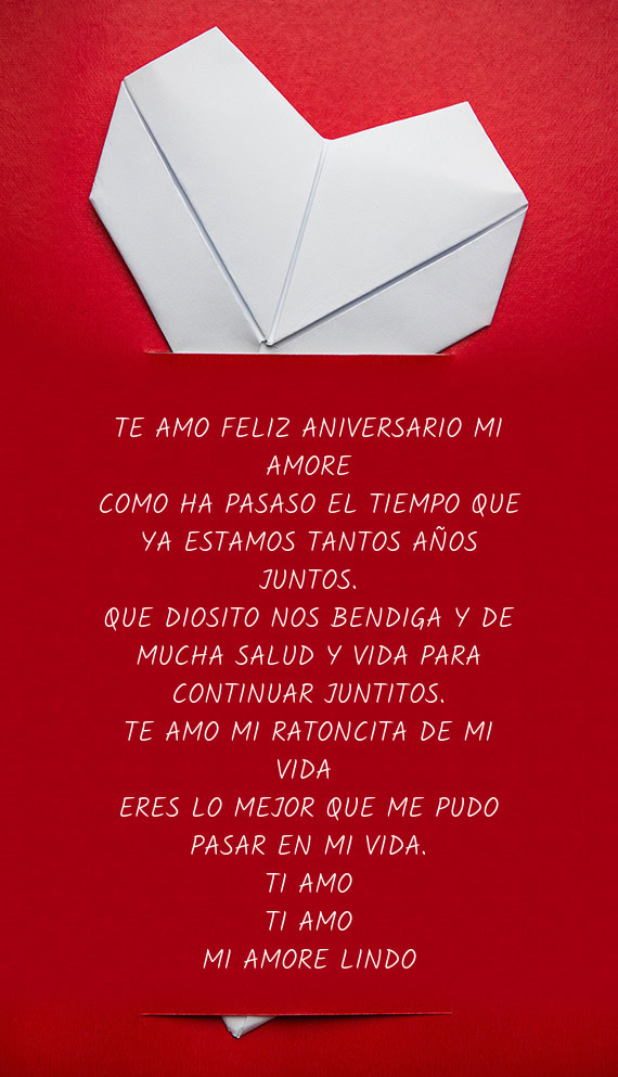 TE AMO FELIZ ANIVERSARIO MI AMORE