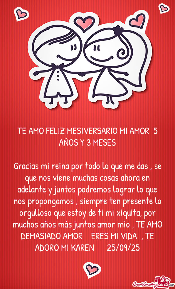 TE AMO FELIZ MESIVERSARIO MI AMOR 5 AÑOS Y 3 MESES
