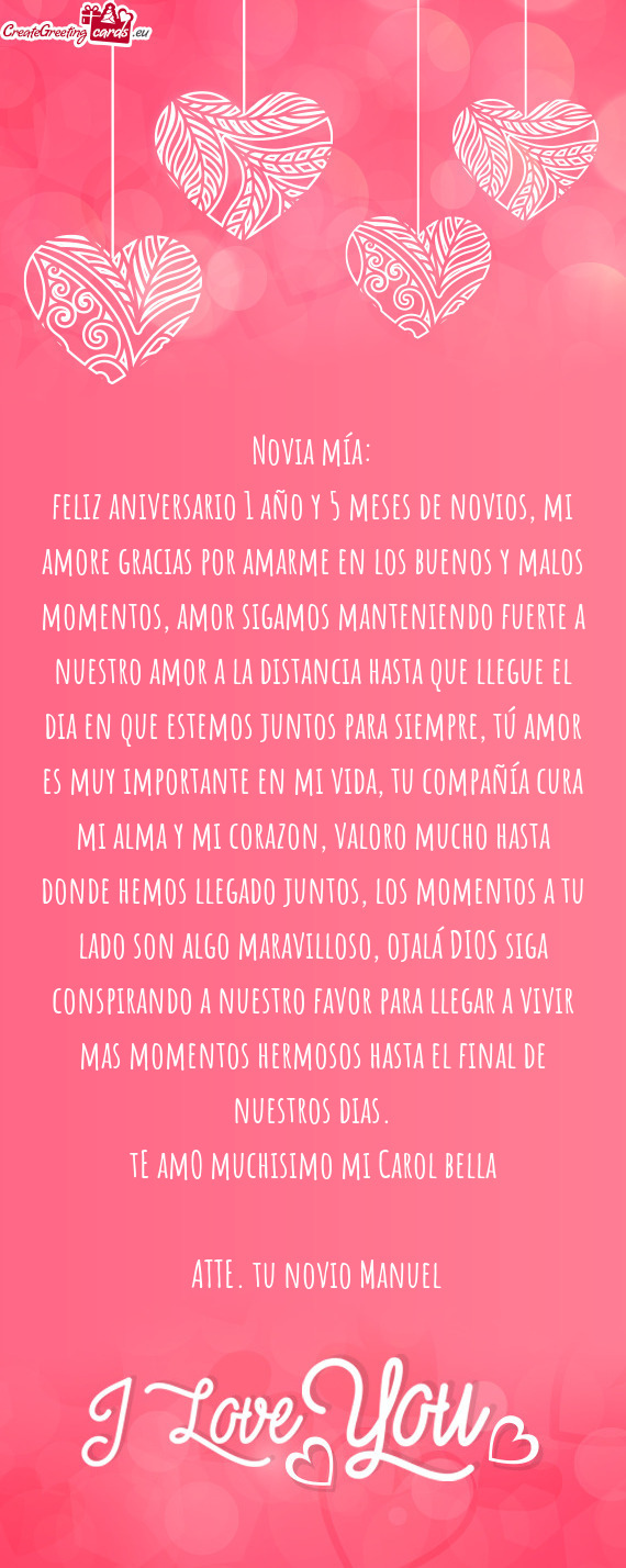 TE amO muchisimo mi Carol bella