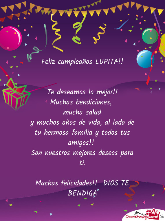 Te deseamos lo mejor