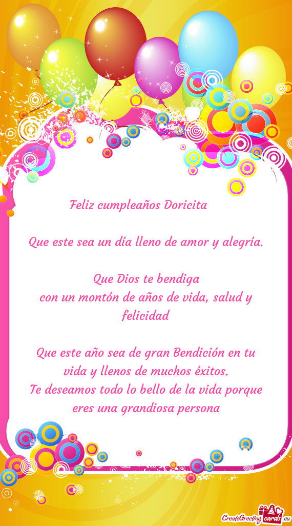 Te deseamos todo lo bello de la vida porque eres una grandiosa persona