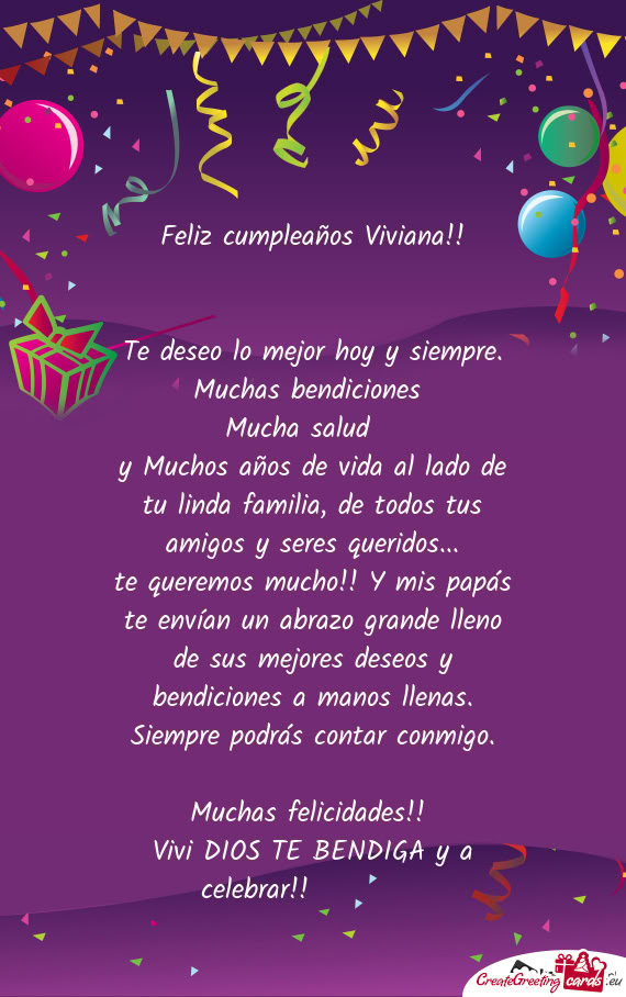 Te deseo lo mejor hoy y siempre