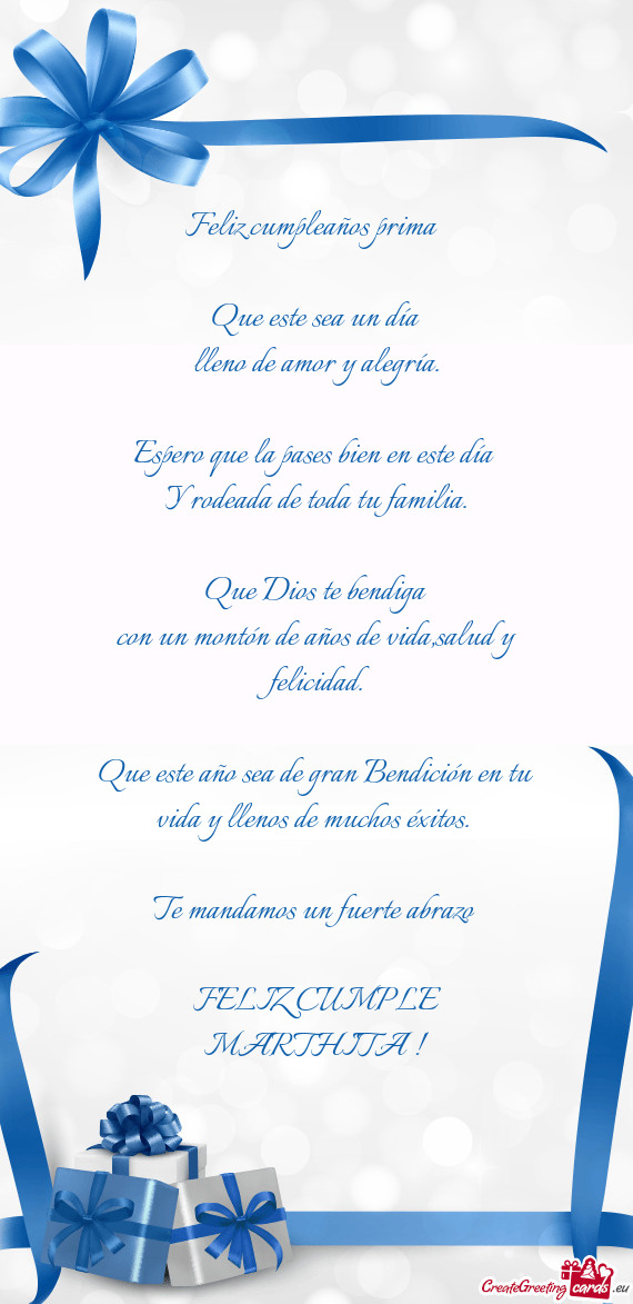 Te mandamos un fuerte abrazo
