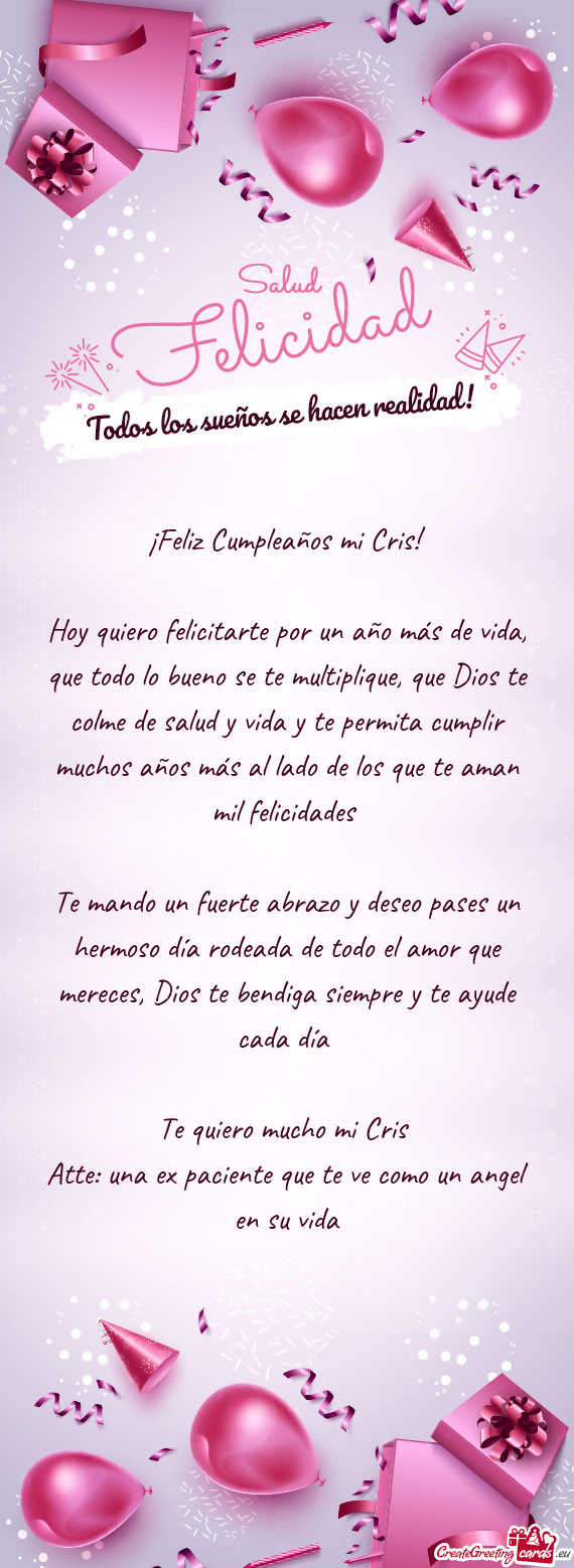 Te mando un fuerte abrazo y deseo pases un hermoso día rodeada de todo el amor que mereces, Dios te