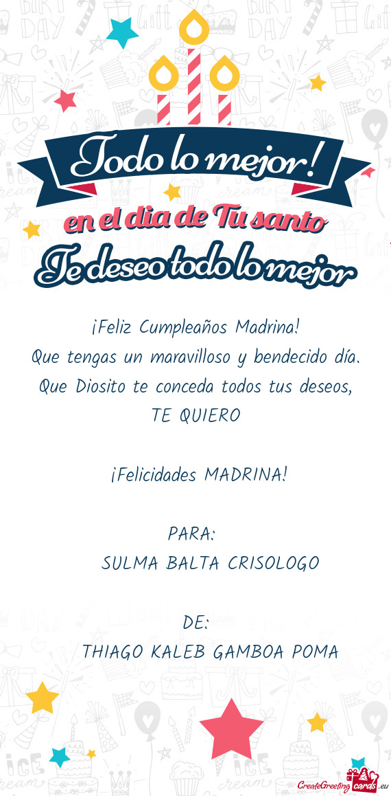TE QUIERO    ¡Felicidades MADRINA!🎉🎊🥳🎂🎁  PARA