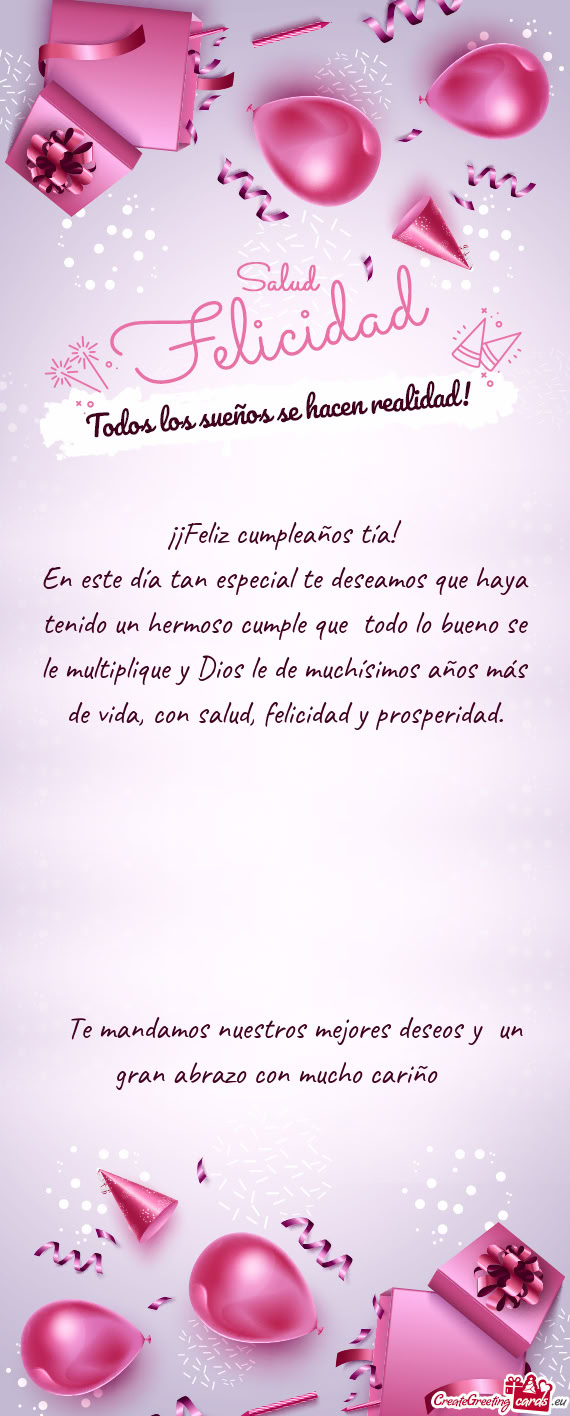 Tiplique y Dios le de muchísimos años más de vida, con salud, felicidad y prosperidad