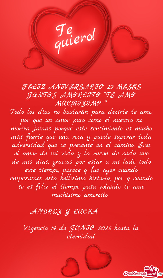 Todo los días no bastarán para decirte te amo, por que un amor puro como el nuestro no morirá jam
