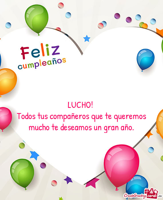 Todos tus compañeros que te queremos mucho te deseamos un gran año