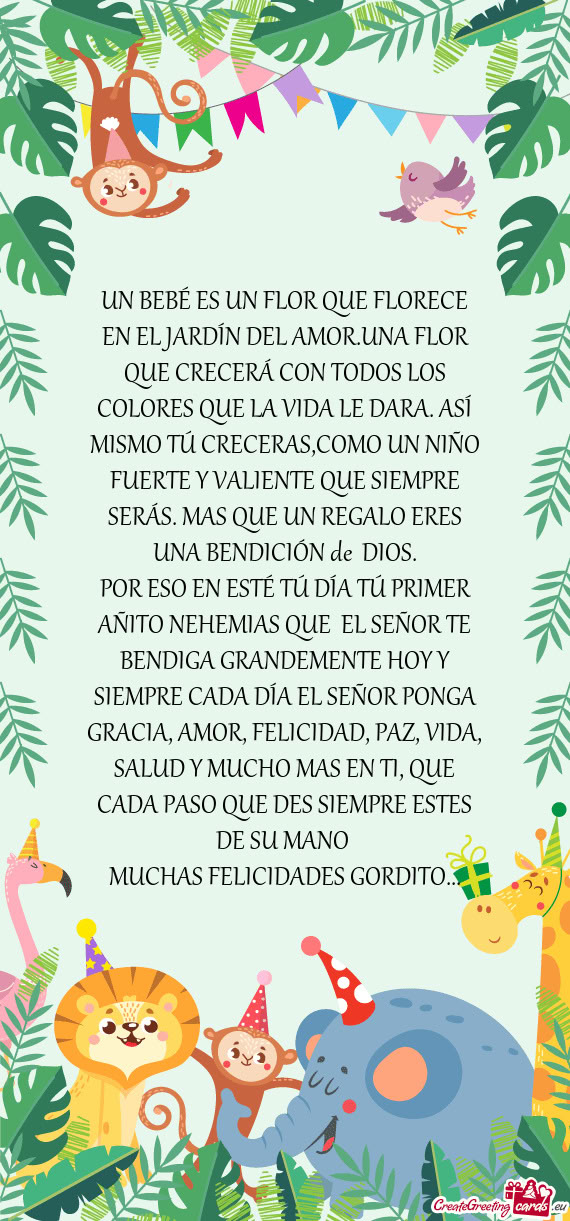 UE LA VIDA LE DARA. ASÍ MISMO TÚ CRECERAS,COMO UN NIÑO FUERTE Y VALIENTE QUE SIEMPRE SERÁS. MAS