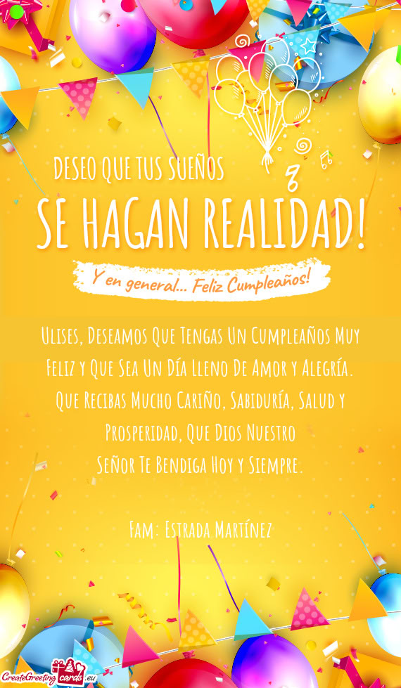 Ulises, Deseamos Que Tengas Un Cumpleaños Muy Feliz y Que Sea Un Día Lleno De Amor y Alegría
