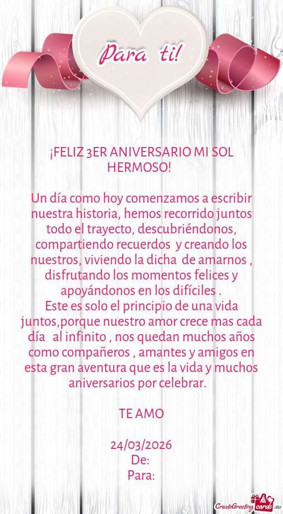 Un día como hoy comenzamos a escribir nuestra historia, hemos recorrido juntos todo el trayecto, de