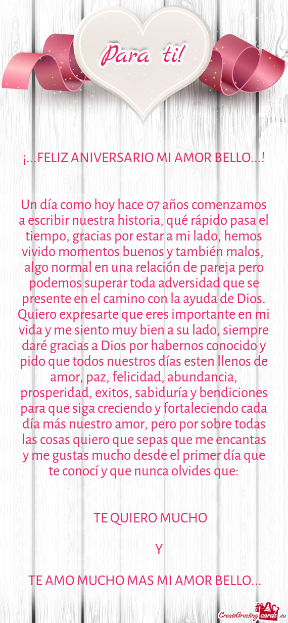 Un día como hoy hace 07 años comenzamos a escribir nuestra historia, qué rápido pasa el tiempo